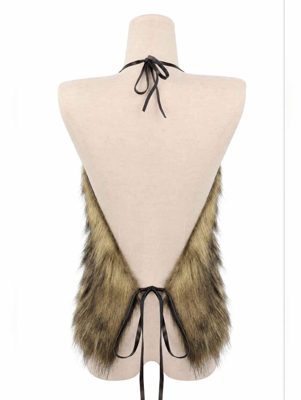 NWT Faux Fur Halter Top Backless Festival Rave Clubwear One Size - Picture 2 of 4